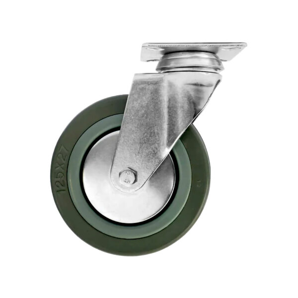 Koło aparaturowe 125 mm bez hamulca, guma niebrudząca, mocowanie na płytkę, 100 kg