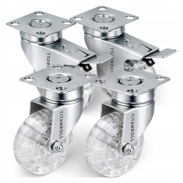 Zestaw 4x Kółka Meblowe 75mm Obrotowe Transportowe 2x Hamulec + 2x Bez