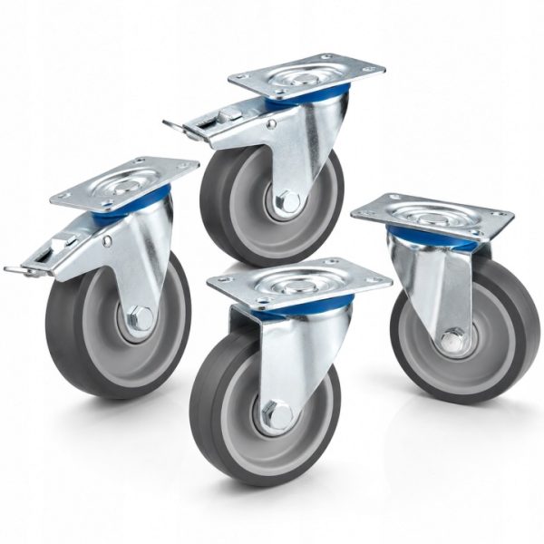 Zestaw Kółek Transportowych 125mm 2x z Hamulcem + 2x Obrotowe Mocne TPR