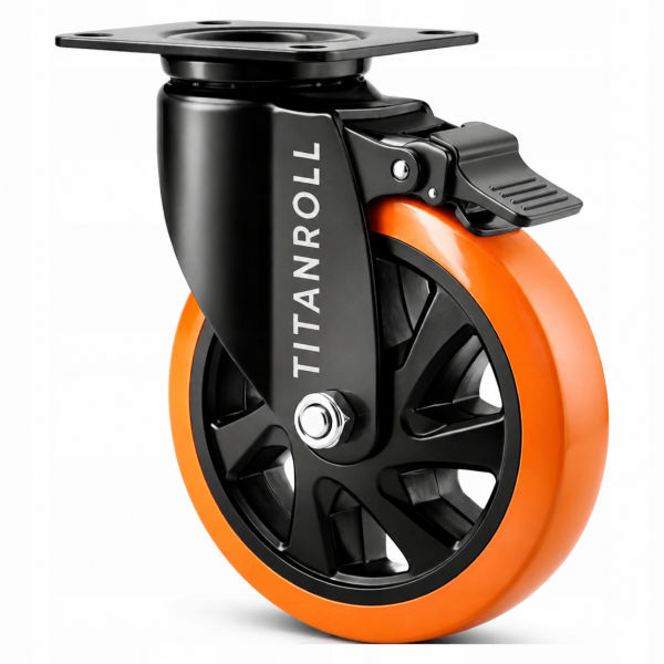 Koło transportowe skrętne 5” kółko przemysłowe 125 mm PU z hamulcem